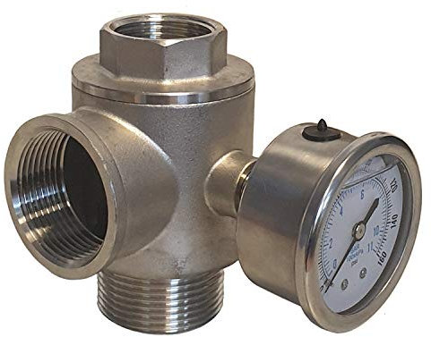 FUR INVERTER PUMPENSTEUERUNG 5 Wege Adapter INVERTER PUMPE DRUCKSCHALTER Druckwächter Durchflusswächter (Set 5 Wege Adapter 1,25 Zoll mit Manometer)