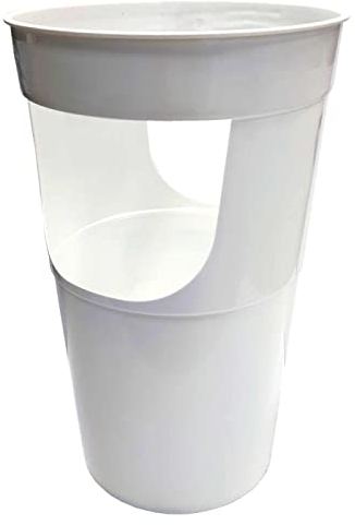 Acan Tradineur – Paraguero de plastico 50 x 28 cm, Soporte Paraguas, Paraguero Redondo, Ideal Tanto para hogar como para Zona de publico. (Blanco)