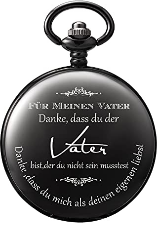 TREEWETO Herren Taschenuhr für Papa, Gravur Quarz Analog Personalisiertes Geschenk zum Vatertag Geburtstag Weihnachten mit Geschenkbox