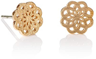 Nanama Gold Mandala Ohrstecker für Damen, kleine geometrische Ohrringe für Frauen und Teenager, Mädchen mit elegantem gebürstetem Finish, Gold Mandala Blumen Schmuck fur Damen