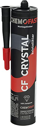CHEMOFAST CF Crystal, transparenter Montagekleber und Dichtstoff, Spezialkleber für Glas & Metall & Spiegel, glasklar, für innen & außen, 290 ml