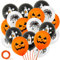 Halloween Luftballons Halloween Deko Set, 18 Stück Halloween Luftballons Dekoration Ballons, Orangen Schwarze Weiss Ballons fur Halloweenparty Kinder Geburtstag Halloween Herbstfest