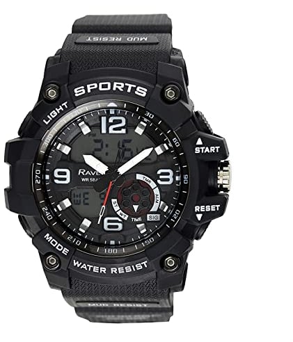 Ravel - 5ATM Ana-Digi-RDT.2-Herren-Quarz-Armbanduhr mit Beleuchtung - RDT.2A - Schwarz