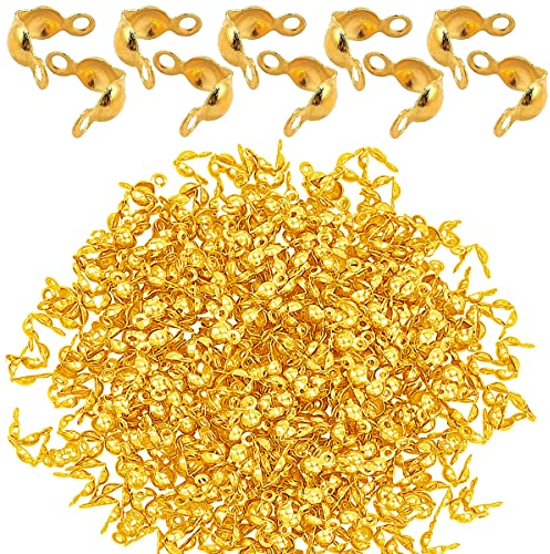 500 Stück silberne Kalotte-Enden für DIY-Armbänder, Schmuckherstellung, Clamshell-Metallplattierung, offene Perlen-Endkappen (Gold)