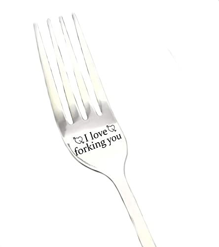 I Love Forking You Dinner Forks Funny Stainless Steel Engraved Forks Gifts for Boyfriend Girlfriend Husband Wife Wedding Anniversary Valentines Gifts