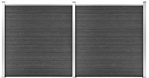 MOONAIRY Zaunelement Set, Sichtschutzstreifen, Sichtschutzzaun, Garten Zaunschutz, Balkonzaun, Stabzaun, WPC 353x186 cm Schwarz