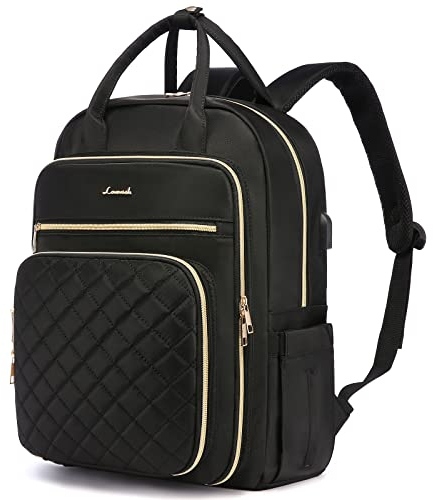 LOVEVOOK Laptop Backpack Women, Large Backpacks Womens 17 Inch, Rucksack Bag for School College Work Travel University, Ladies Lightweight Commuter Bags with USB Charging Port, Black