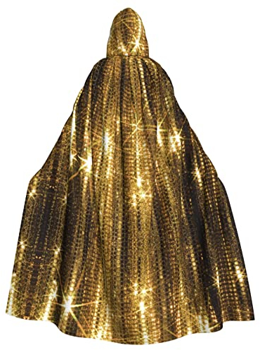 Gold Pailletten Sparkle Erwachsene Herren Kostüm Umhang 150 cm Hexe Halloween Umhang Kapuze Cosplay Kostüm Unisex Robe