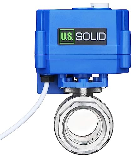 U.S. Solid Motorisierter Kugelhahn - G1 Edelstahl-Elektrischer Kugelhahn mit manueller Funktion, Vollport, 9-24V AC/DC und 3-Draht-1-Wege-Positive-Break-Setup