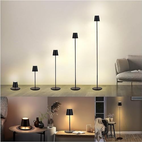 BestLuz lampada da terra cordless per esterno, ricaricabile a batteria dimmerabile, 133 cm 5X lampada in piedi ad altezza regolabile, impermeabile, lampada da tavolo, lampada da lettura per patio