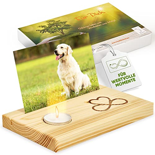 Sabine Thallinger Kartenhalter Holz | Fotohalter, Tarotkartenhalter [HANDGEMACHT] mit Geschenkverpackung & Kerze