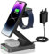 3-in-1 Magnetic Wireless Charger Compatible with Mag-Safe Charger - 15W Fast Charging Station for Apple Devices, Phone Stand for iPhone 15/14/13/12/Pro Max/Plus AirPods Pro Watch 9/8/Ultra(Black)