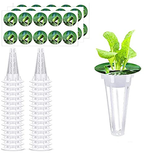 SPORTARC Kit d'éponges de culture hydroponique sans sol pour plantes, jardin, décoration d'intérieur (50 paniers et 50 autocollants occultants)