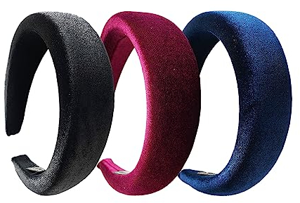 scicent Haarreifen Samt Geflochten 3 Stück Breites Mode-Stirnbänder für Frauen Mädchen, 12803