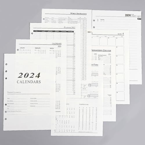 2024 Wochenplaner Monatsplaner Einlage A5, Kalendereinlagen 2024 a5, Ringbuch Kalender, 2024 Einlagen 6 Loch Personal Organiser Für Arbeit und Studium & Finanzmanagement -140 mm x 206 mm