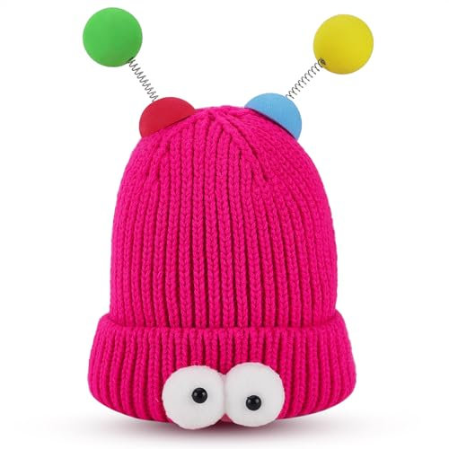 PLwelth Bonnet pour femmes et filles en crochet - Bonnet d'hiver chaud Y2k - Accessoires cadeaux pour anniversaire, Noël, Chapeau rose mignon 0927, M/L