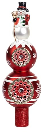 Goodwill Weihnachtsbaumspitze Schneemann aus Glas, 32 cm, Rot und Weiß