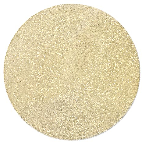 fanquare Juego de 6 Salvamanteles Redondos, Salvamanteles Redondos Dorados, Salvamanteles de PVC Antideslizantes Aislantes Térmicos, Salvamanteles para Comedor, Cocina, Fiesta (Dorado, 38cm)