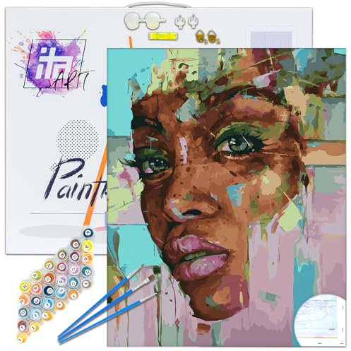 ITA Art Peinture par numéros Kit Complet avec châssis, peintures acryliques, pinceaux, Accessoires, boîte Cadeau - Kit de Peinture DIY avec Toile, Je t'attends, 30x40 cm