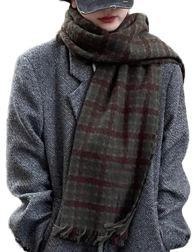 OKSakady Frauen Weiche Tartan Schal Warme und dicke Schal Wrap Vielseitige Schal Winter Stole Decke für Damen