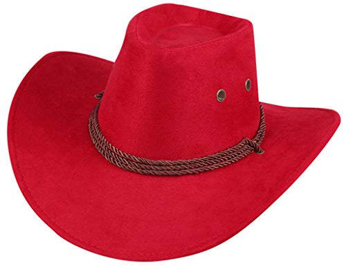 Hutriemen für Herren, Damen, Cowboyhut, Westernmütze, breiter Sonnenhut, Winter, Herren-Fransenweste, rot, Einheitsgröße