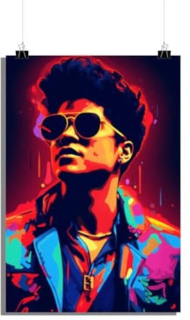 25 Artstreet Bruno Mars Bühnenpräsenz Poster | Kunstdruck | 180 g mattes Papier | Wanddeko für Wohnzimmer und Jugendzimmer | 60 x 90 cm