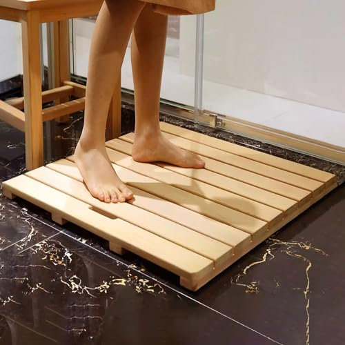 Tappetino da bagno per doccia in legno, tappetino da bagno antiscivolo, tappetino da pavimento in legno resistente, poggiapiedi antiscivolo, tappetino per porta, per vasca da bagno, piscina (Color :