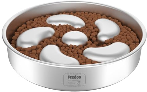 Slow Feeder Dog Bowl, Double Wall Food Grade Stainless Steel, Heavy Duty with Non-Slip Rubber Base, 2Cups Capacity for Medium Dogs to Slow Down Eating