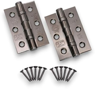 Infinity Decor Heavy Duty CE7 Steel Ball Bearing Butt Hinges Set – 80mm Hinges Suitable for Internal External Doors and Windows (Black Nickel)