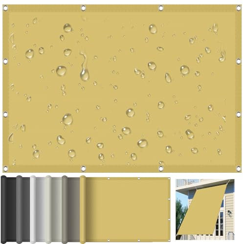 Sonnensegel Balkon 120 x 400 cm Wetterschutz Segel Baldachin 95% UV Schutz Wasserabweisend UV Schutz für Garten Balkon Camping Terrasse Pergola, Creme Farben