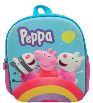 mybagstory 3D Peppa Pig Rucksack für Mädchen, Blau, Kinder, Schule, Kindergarten, Kindergarten, Schulranzen, Mädchen, verstellbare Träger, Geschenkidee, 30,5 cm, Peppa Wutz, Blau, Enfant