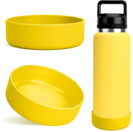 Linkidea 2 Pack Water Bottle Boot Compatible with YETI Rambler Bottle 26oz, Yonder 34oz, Silicone Anti-Slip Bottle Bottom Sleeve Bumper Protector (Alpine Yellow)