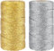 KINGLAKE 200M Kordel Gold und Silbe 1.5MM,Garn Gold und Silbe, Schnur, DIY Bastelschnur,Kordelband Unelastisch Zum Basteln,Hochzeitsdekoration,Weihnachtsdekoration oder Verpacken