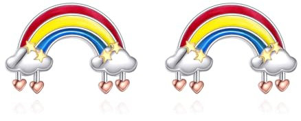 VONALA Regenbogen Ohrstecker für Frauen 925 Sterling Silber Bunte Regenbogen Ohrstecker Push Back Ohrringe Nicht leicht zu fallen aus