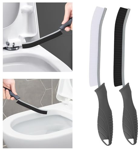 TQRR Hard Bristle Crevice Cleaning Brush UK, 2Pcs Bathroom Tile Groove Gap Cleaning Brush, Grout Cleaner Brush, Cleaning Tool for Window, Kitchen, Sink, Tub, Shower, Toilet (2, Grey)