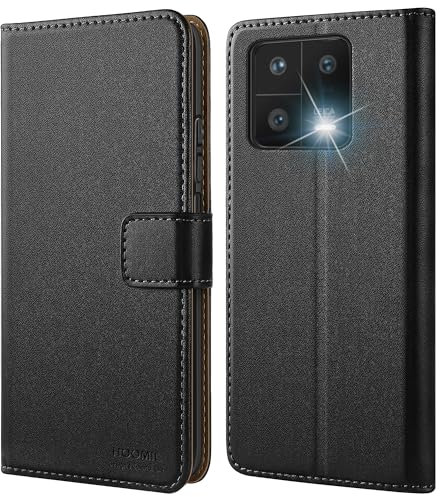HOOMIL MagFlip Handyhülle für Xiaomi 13 Pro Hülle, [Erstklassige Handwerk] Premium Leder Tasche Klappbar Case Schutzhülle - Schwarz