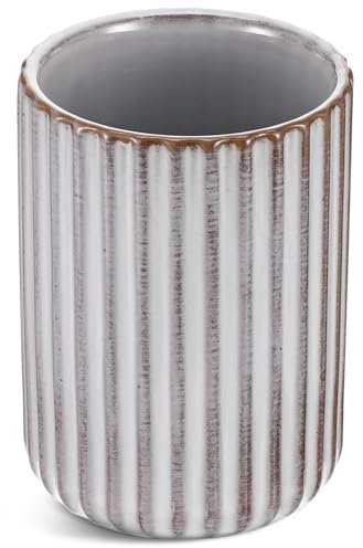 Amosfun Ceramic Tea Cup 300ml Vintage Stripe Coffee Mug Rustic Pottery Drinking Cup for Office and Home Use