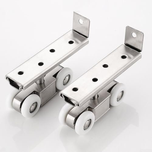 Türroller, Edelstahl, 4 Räder, leises Kugellager, Türrollenführungen, geeignet für Holztüren, Schiebetüren, Küche, 88,5 x 50 mm, 2 Stück