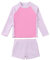 Girls 2 Pieces Rash Guard Swimsuit Long Sleeve Tankini for Pink Stripe 7-8 Years