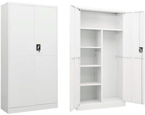 ShGaxin Schließfachschrank, Wertfachschrank, Fächerschrank, Schließfachschrank, Spinte Schrank, Aufbewahrungsschrã¤nke, Schließfach, Weiß 90x40x180 cm Stahl