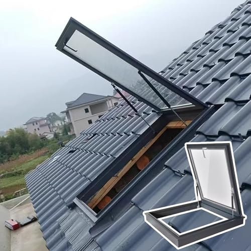 Elitix Fensterc Kellerfenster, Oberlicht, Tageslichttür, Mehrwinkel-Dachsichtfenster Aus Aluminium, Individuell Anpassbar, Dachluken-Abdeckplatte Regenfest(50x70cm(19.6x27.5))