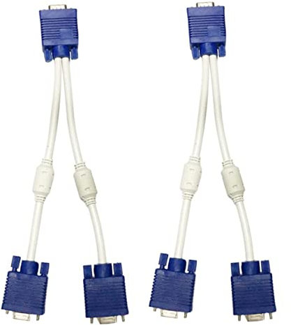 CAXUSD 2pcs Vga One Divided into Two Cable Adaptors Serial Display Port to Cable Console Extender Adapter Screen Converter Mini to USB Portable Video Splitter for Dual Monitor Copper