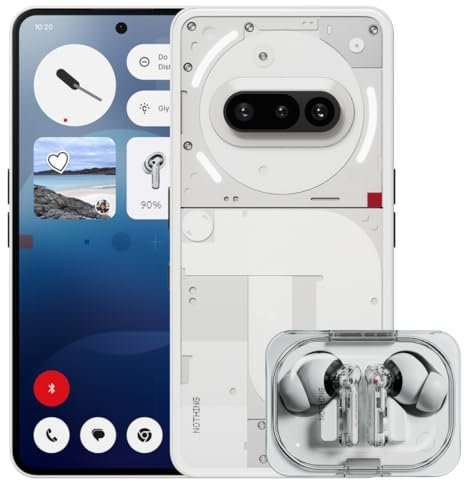 Nothing Phone (3a) 128 GB - mobile phone with 32 MP front camera, 30x ultra zoom - White + Nothing Ear (a) White
