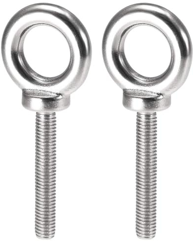 TA-VIGOR 2Pcs M8 x 50mm Lifting Long Eye Bolt, 304 Stainless Steel Wall Expansion Anchor Bolts, Masonry Concrete Screws Shoulder Eyebolt Lifting Ring for Hanging Hammock Article