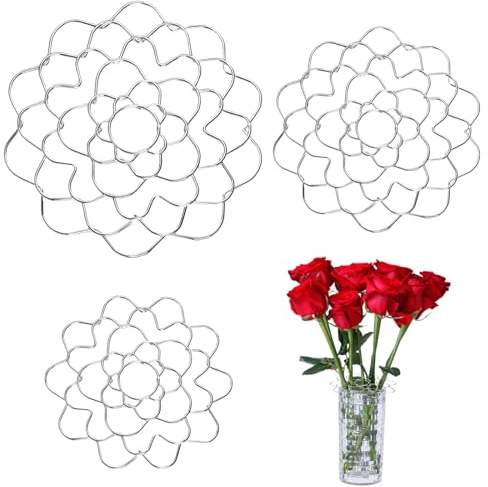 3 Stück Blumenhalter, Blumenretter, Stielhalter Blumen Edelstahl Draht Blumenarrangement Werkzeug Blumendeckel Arranger Wiederverwendbare Blumengitterhalter