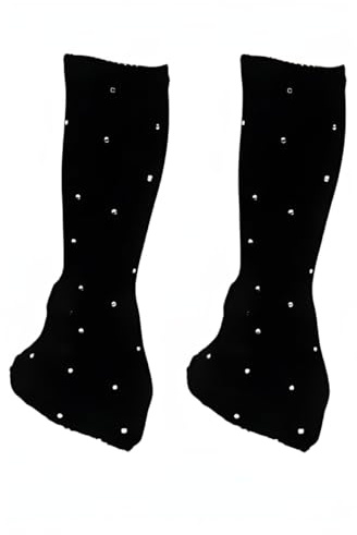 Beinstulpen für Eislaufen, mit Strasssteinen, moderne Dekoration, Stricken, Beinstulpen, Skaten, Socken für Partys, Sport, Yoga, Schwarz