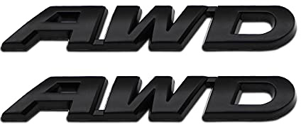 2Pcs Metall AWD Logo Buchstaben Auto Emblem Offroad Abzeichen Allradantrieb SUV Coupé Rennsport Aufkleber (Black)