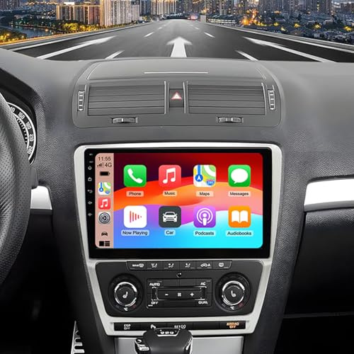 10 Autoradio para Skoda Octavia II 2004-2013 Radio 2 DIN con Carplay Android Auto Pantalla TáCtil para Coche Bluetooth Navegación GPS FM/RDS WiFi SWC AHD Android 15 4+64G
