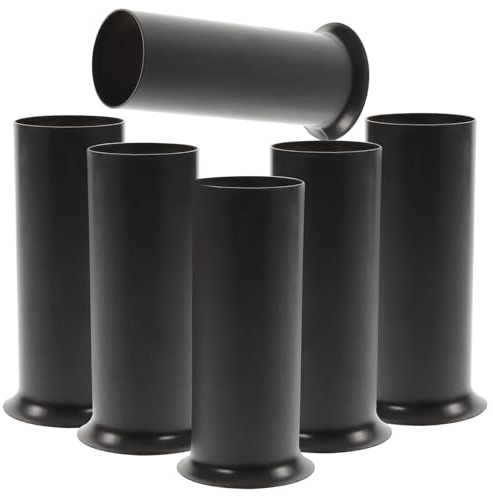 Lot de 6 Manchons de Lustre en Métal Noir, Couvercles Tube Bougie | Douille Bougie pour Lampe Chandelle, Base Ronde Élargie, Structure Robuste, Remplacement pour Lampes Maison et Cristal