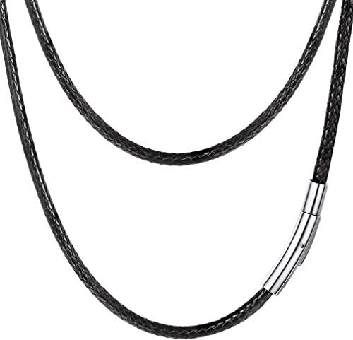PROSTEEL Kunstleder Halskette/Armband 3mm Schwarz geflochten Lederkette Lederband Damen Herren Kette für Anhänger mit Edelstahl Verschluss(55cm/22)
